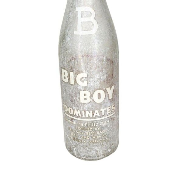 Vintage 1930s/40s Big Boy Beverages Glass 12 Oz. Empty Heavy Soda Bottle - Picture 2 of 5